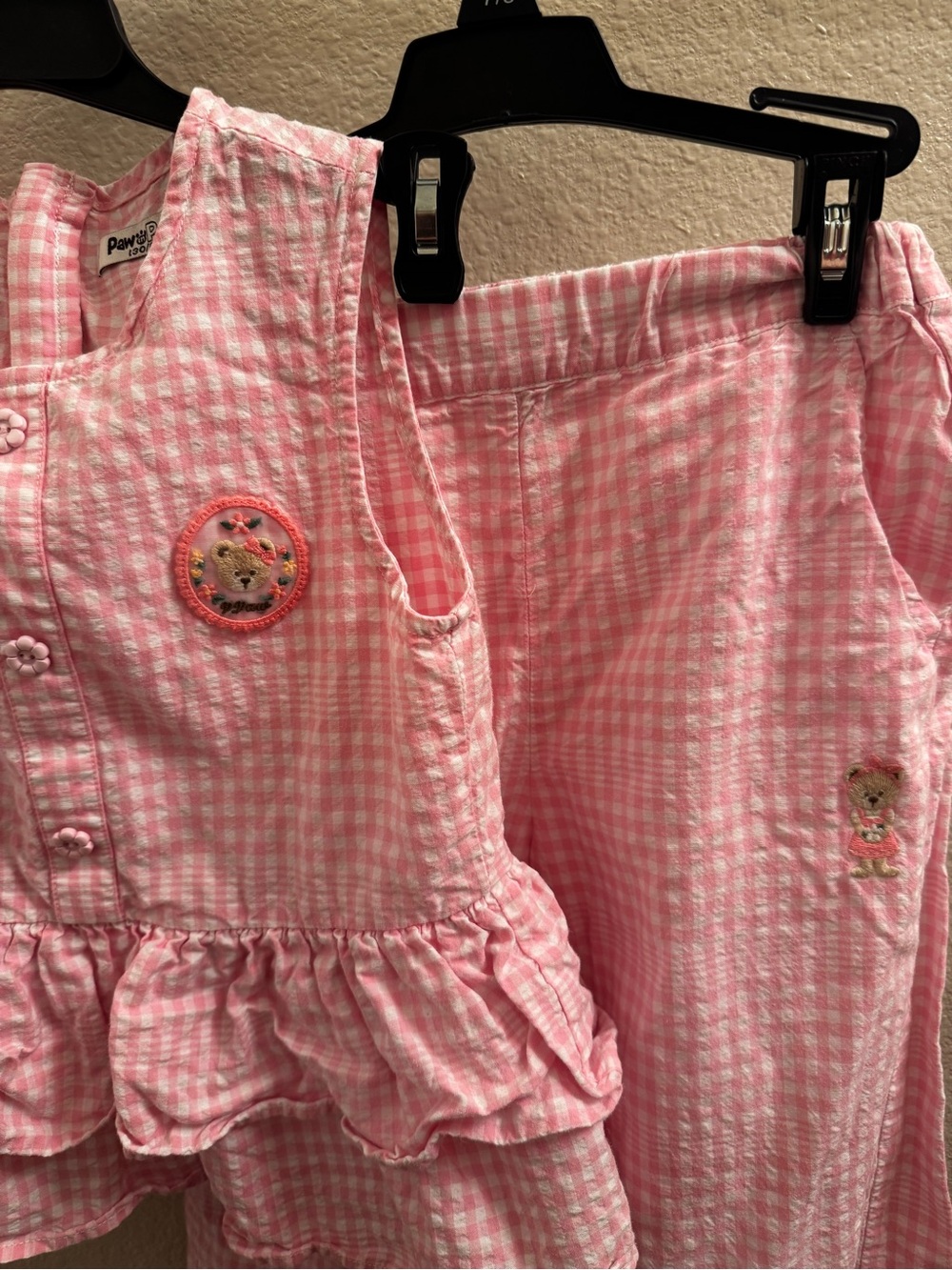 Pink Gingham Baby Dress & Pants Set